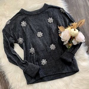 EUC Michael Kors crystal embellished grey sweater